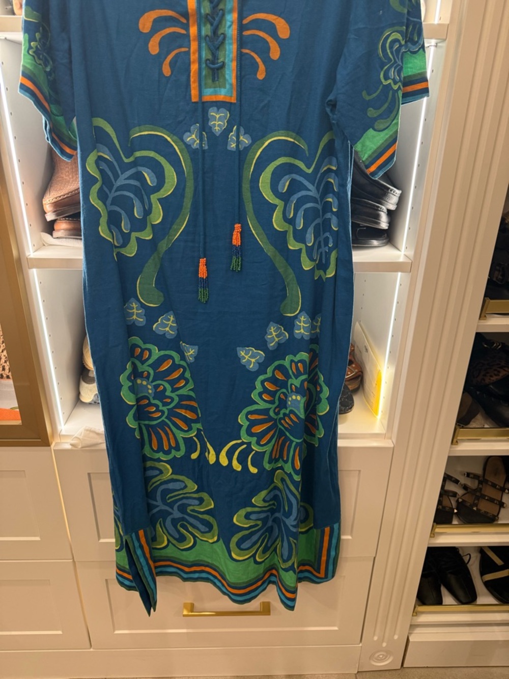 FARM Rio Blue & Green Lace-Up Printed Caftan - Picture 5 of 9